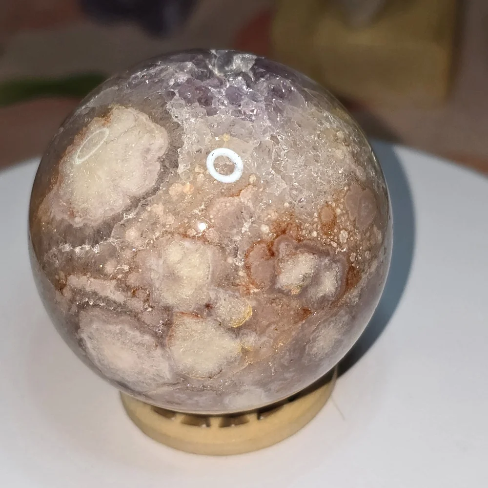 Pink Amethyst Flower Agate Sphere - Picture 4 of 6